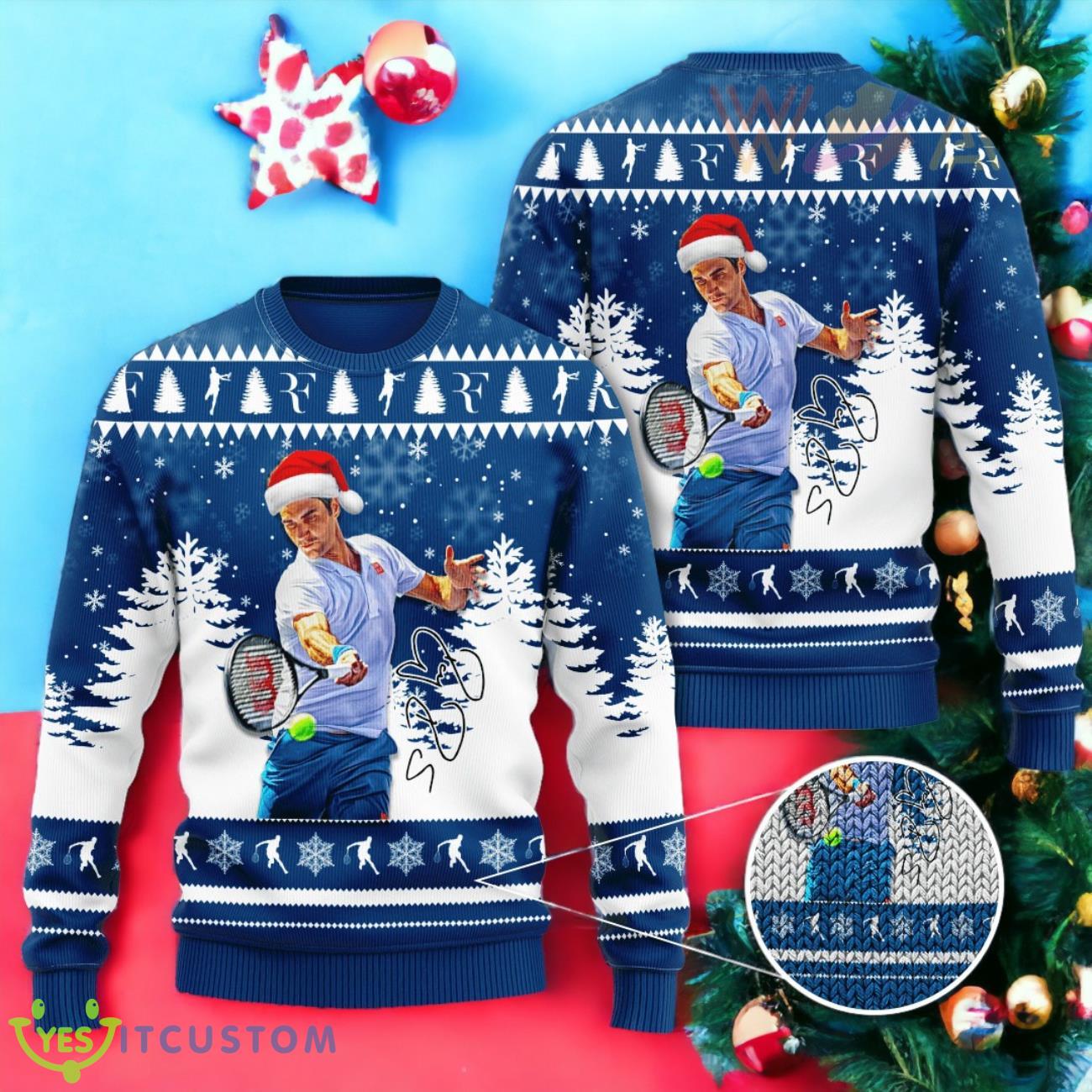 Roger Federer Christmas 3D Sweater 3 Roger Federer Christmas 3D Sweater Product Photo 1