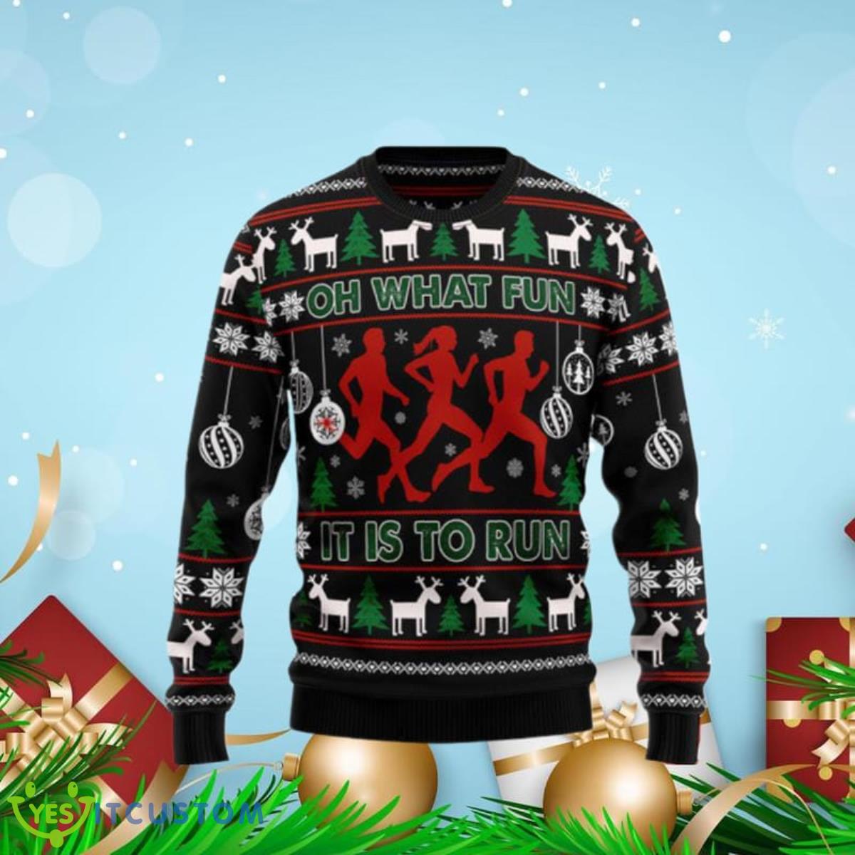 Running Oh What Fun Ugly Christmas Sweaters Unique Gift 3 Running Oh What Fun Ugly Christmas Sweaters Unique Gift Product Photo 1