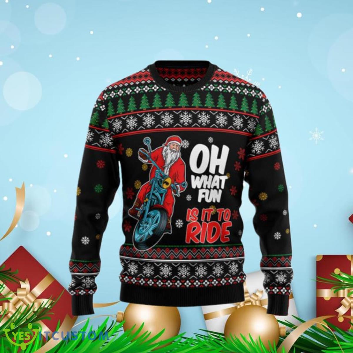 Santa And Motor Ugly Christmas Sweaters Unique Gift 3 Santa And Motor Ugly Christmas Sweaters Unique Gift Product Photo 1