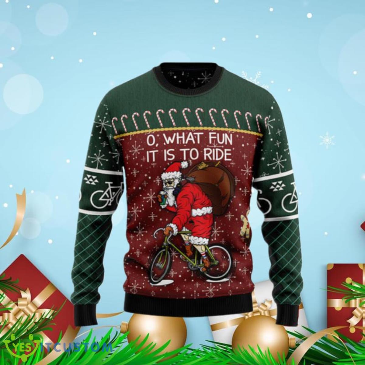 Santa Cycling Ugly Christmas Sweaters Unique Gift 3 Santa Cycling Ugly Christmas Sweaters Unique Gift Product Photo 1