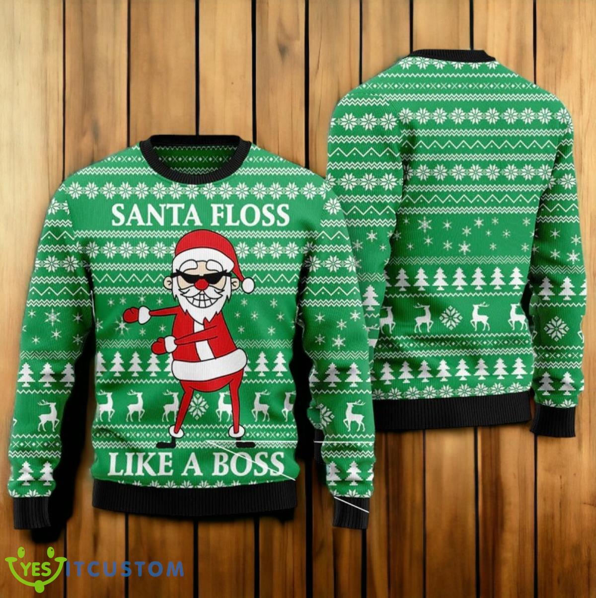 Santa Floss Like A Boss Ugly Christmas 3D Sweater 3 Santa Floss Like A Boss Ugly Christmas 3D Sweater Product Photo 1