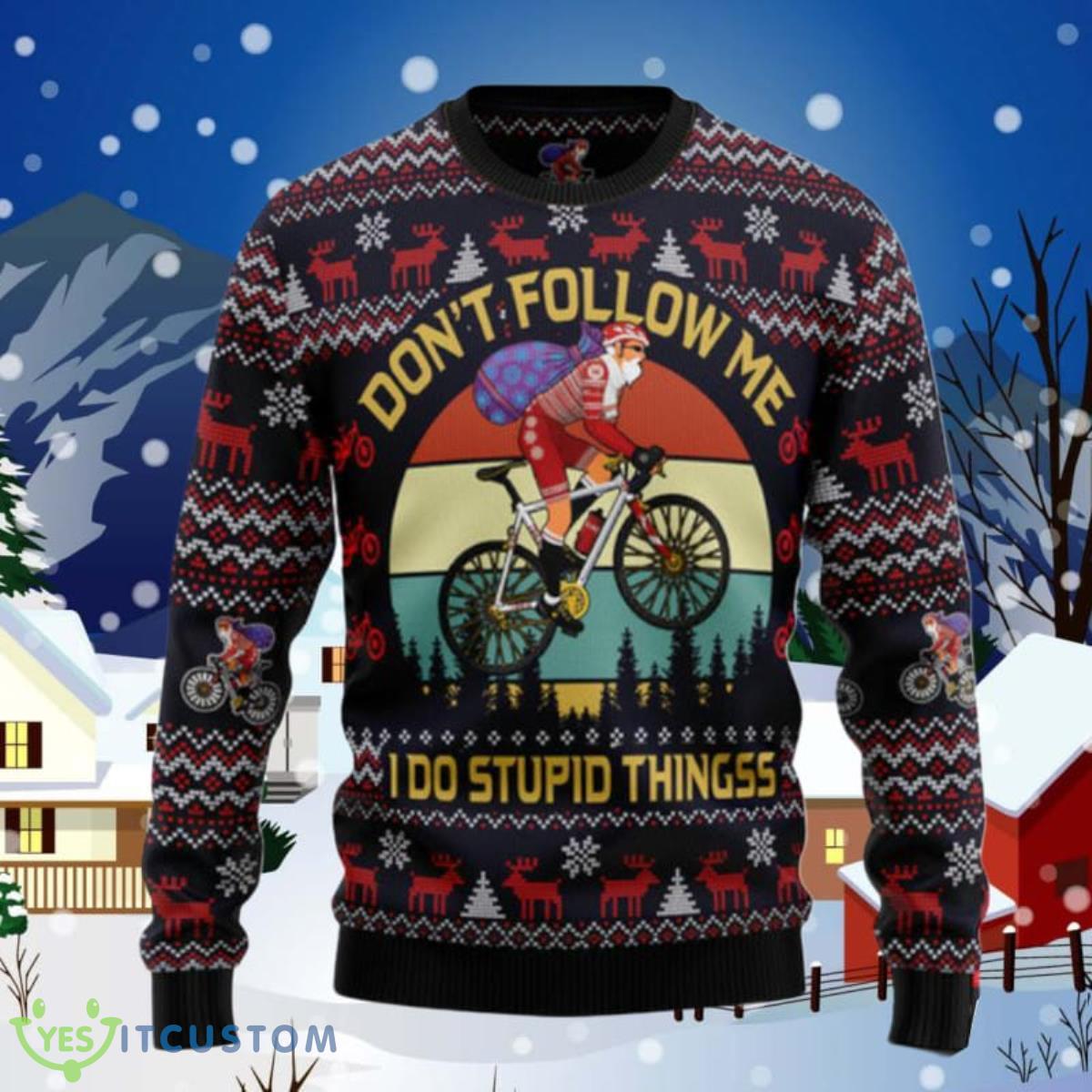 Satan Claus On Mountain Bike Ugly Christmas Sweaters For Men And Women Style Gift 3 Satan Claus On Mountain Bike Ugly Christmas Sweaters For Men And Women Style Gift Product Photo 1