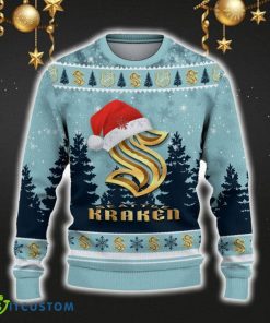 Seattle Kraken Ugly Christmas Sweater Snowflakes Santa Hat Logo For Men And Women Gift Christmas - Seattle Kraken Ugly Christmas Sweater_2