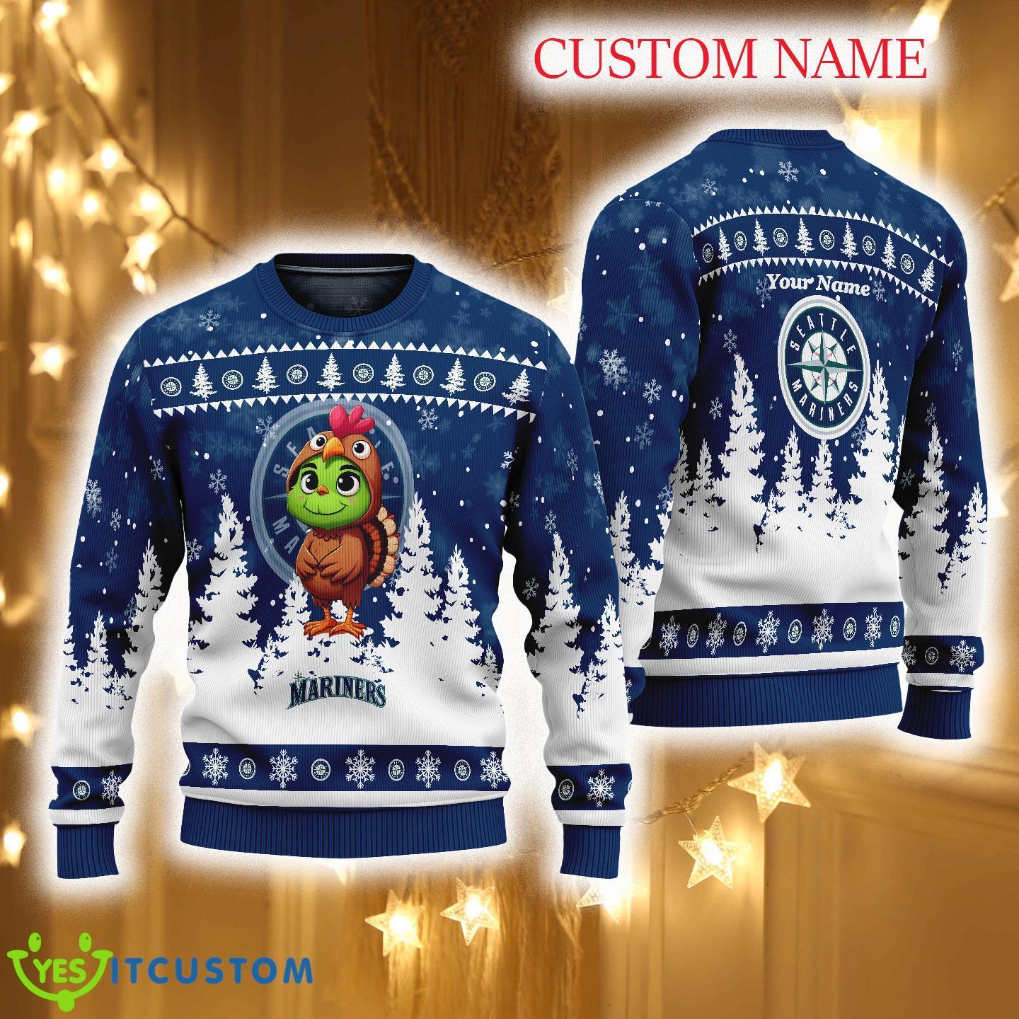 Seattle Mariners Grinch Baby Turkey Cosplay Ugly Christmas 3D Sweater New Gift Custom Name 3 Seattle Mariners Grinch Baby Turkey Cosplay Ugly Christmas 3D Sweater New Gift Custom Name - Seattle Mariners Grinch Baby Turkey Cosplay Ugly Christmas 3D Sweater New Gift Custom Name
