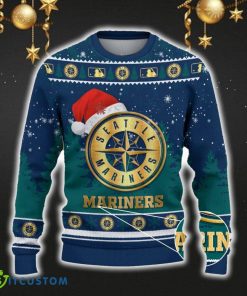 Seattle Mariners Ugly Christmas Sweater Snowflakes Santa Hat Logo For Men And Women Gift Christmas - Seattle Mariners Ugly Christmas Sweater_2