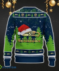 Seattle Seahawks Ugly Christmas Sweater Snowflakes Santa Hat Logo For Men And Women Gift Christmas - Seattle Seahawks Ugly Christmas Sweater_3