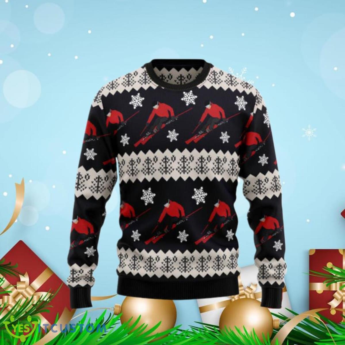 Skiing Christmas Ugly Christmas Sweaters Unique Gift 3 Skiing Christmas Ugly Christmas Sweaters Unique Gift Product Photo 1