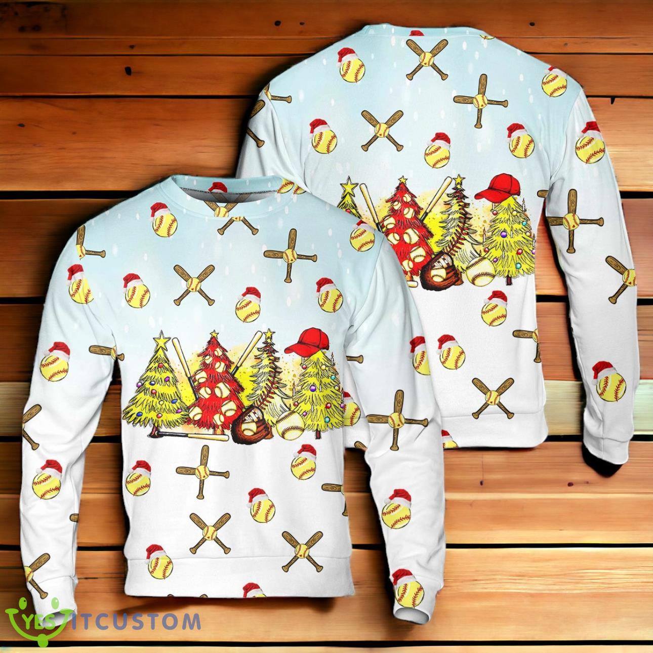 Softball Christmas Trees Sweater 3 Softball Christmas Trees Sweater Product Photo 1