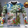South Carolina Merry Christmas Hoodie Palm Tree Cardinal Winter Xmas Hoodie Mens Womens Product Photo 1
