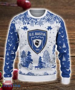 Sporting Club di Bastia 3D Sweater Pine Trees Pattern Ugly Christmas Sweater For Big Fans Product Photo 2
