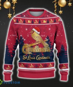 St Louis Cardinals Ugly Christmas Sweater Snowflakes Santa Hat Logo For Men And Women Gift Christmas - St Louis Cardinals Ugly Christmas Sweater_2