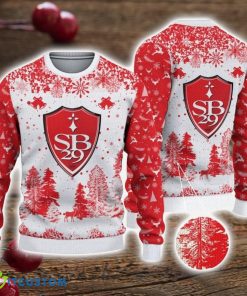 Stade Brestois 29 3D Sweater Pine Trees Pattern Ugly Christmas Sweater For Big Fans Product Photo 1