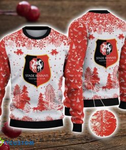 Stade Rennais 3D Sweater Pine Trees Pattern Ugly Christmas Sweater For Big Fans Product Photo 1