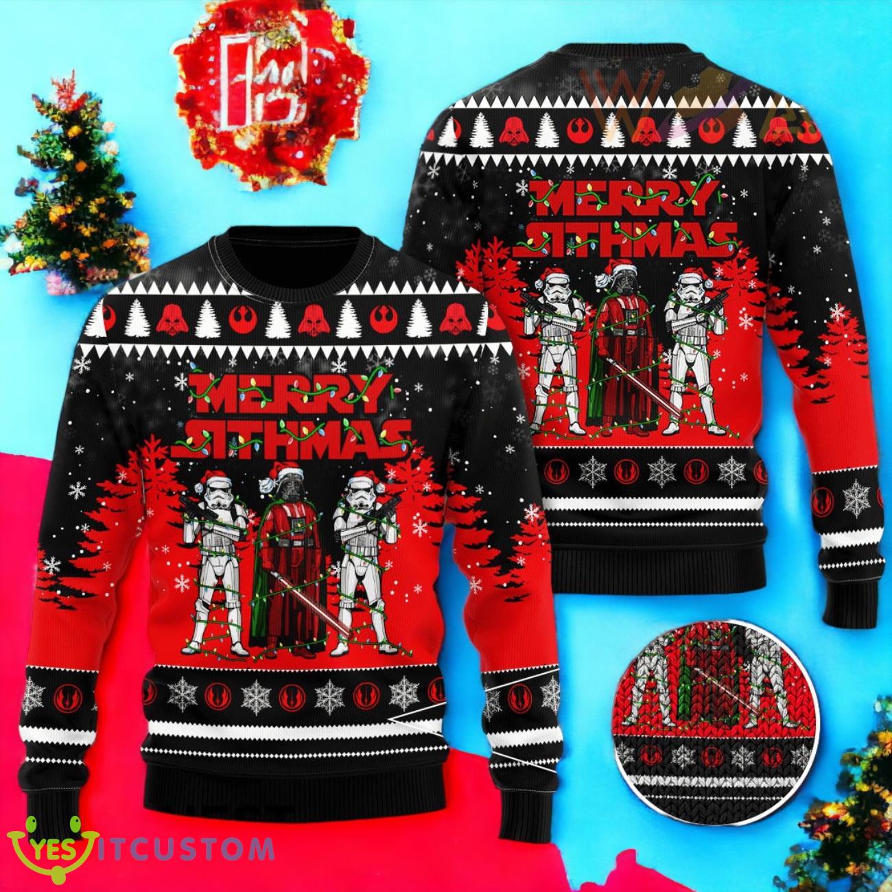 Star Wars 3D Ugly Christmas Sweater 3 Star Wars 3D Ugly Christmas Sweater Product Photo 1
