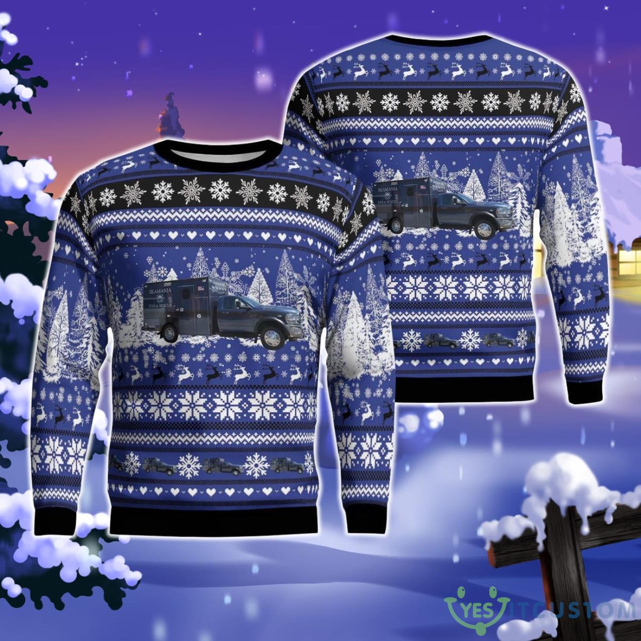 Stevenson, Washington, Skamania EMS And Rescue Christmas Ugly Sweater 3 Stevenson, Washington, Skamania EMS And Rescue Christmas Ugly Sweater Product Photo 1