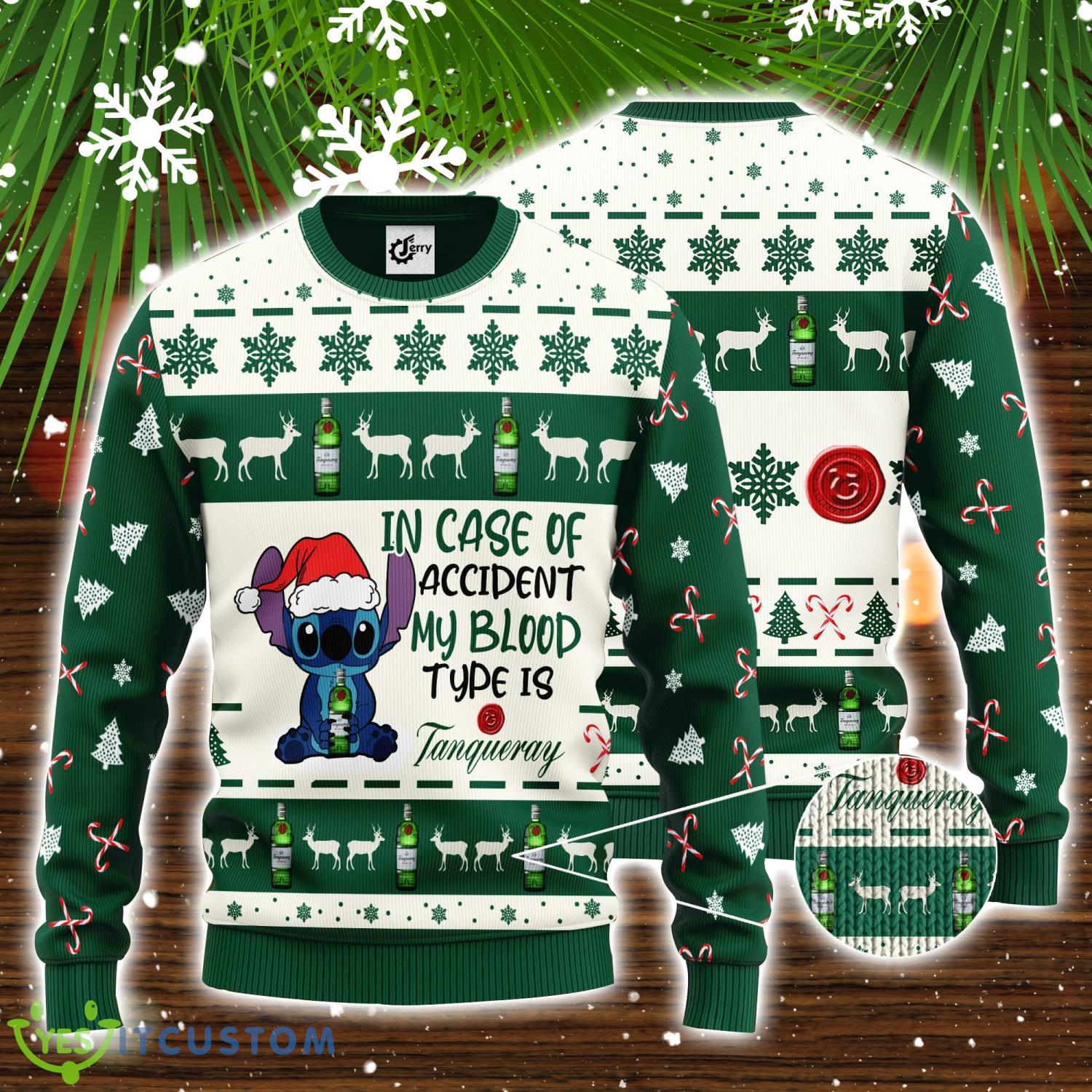 Stitch In Case Of Accident My Blood Type Is Tanqueray 3D Ugly Christmas Sweater Unisex Sweater Christmas Gift 3 Stitch In Case Of Accident My Blood Type Is Tanqueray 3D Ugly Christmas Sweater Unisex Sweater Christmas Gift Product Photo 1