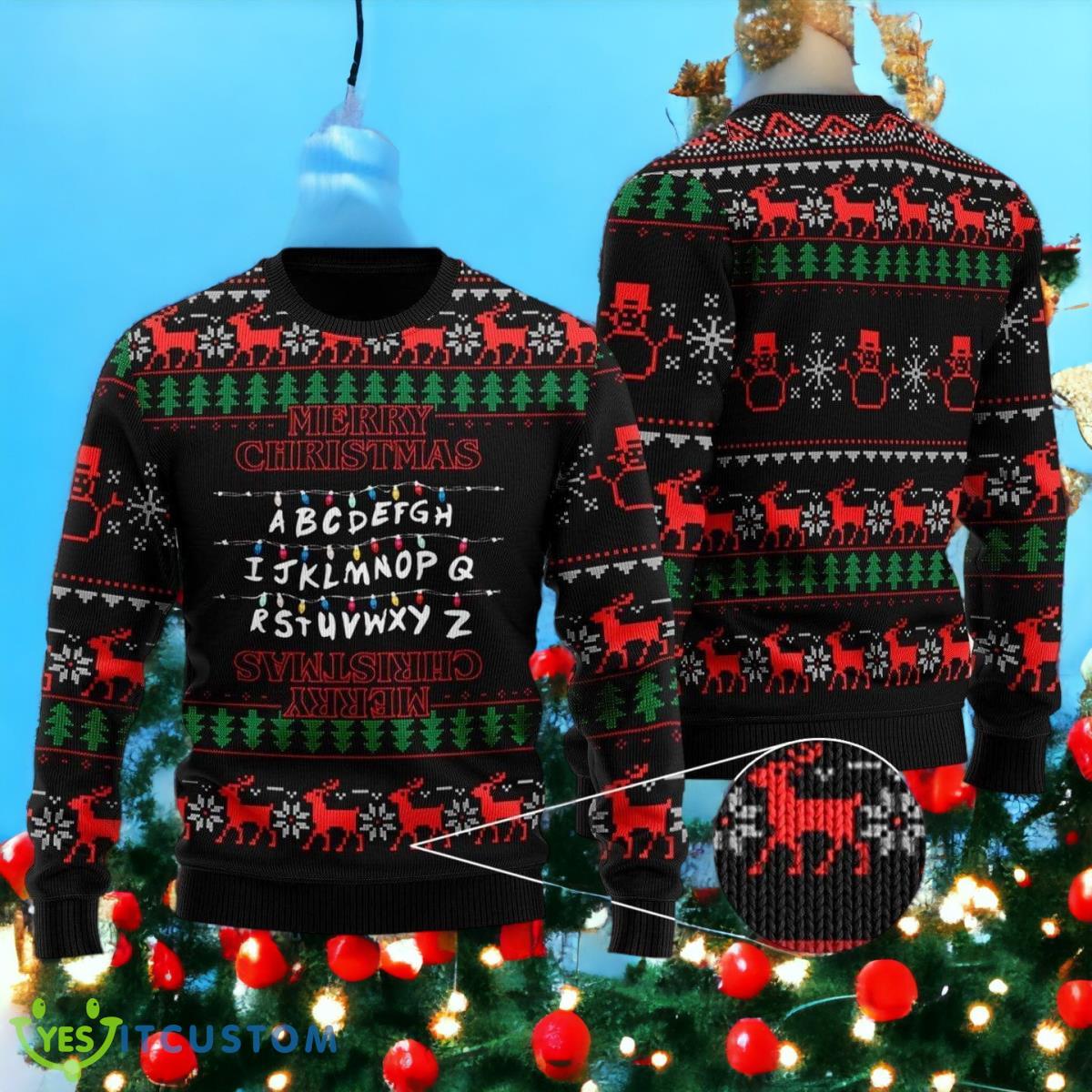 Stranger Things Alphabet Christmas Ugly Sweater 3 Stranger Things Alphabet Christmas Ugly Sweater Product Photo 1
