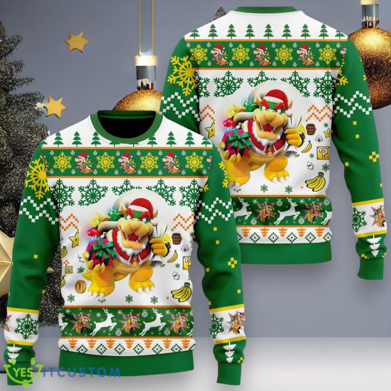 Super Mario Bowser Ugly Christmas Sweater 3 Super Mario Bowser Ugly Christmas Sweater Product Photo 1