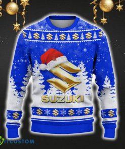 Suzuki Blue Ugly Christmas Sweater Car Lovers Santa Hat Tree Christmas For Fans Gift - Suzuki Blue Ugly Christmas Sweater_2