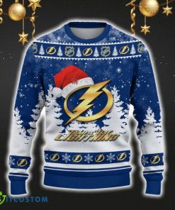 Tampa Bay Lightning Ugly Christmas Sweater Snowflakes Santa Hat Logo For Men And Women Gift Christmas - Tampa Bay Lightning Ugly Christmas Sweater_2