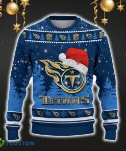 Tennessee Titans Ugly Christmas Sweater Snowflakes Santa Hat Logo For Men And Women Gift Christmas - Tennessee Titans Ugly Christmas Sweater_2