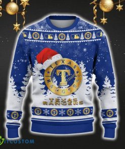 Texas Rangers Ugly Christmas Sweater Snowflakes Santa Hat Logo For Men And Women Gift Christmas - Texas Rangers Ugly Christmas Sweater_2