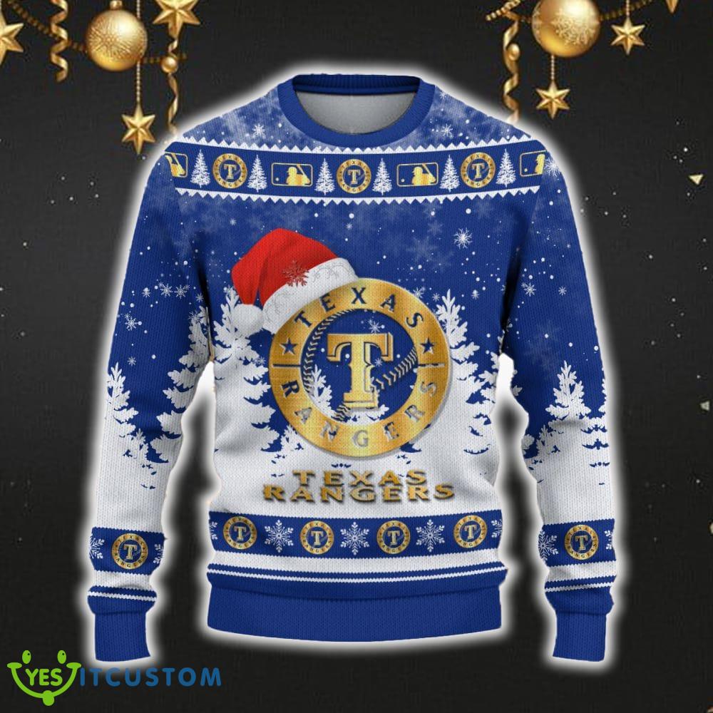 Texas Rangers Ugly Christmas Sweater Snowflakes Santa Hat Logo For Men And Women Gift Christmas 5 Texas Rangers Ugly Christmas Sweater Snowflakes Santa Hat Logo For Men And Women Gift Christmas - Texas Rangers Ugly Christmas Sweater_2