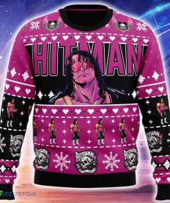 The Hitman Bret Hart Wrestler Knitted Xmas Sweater AOP Gift For Men And Women - The Hitman Bret Hart Wrestler Ugly Christmas Sweater_1