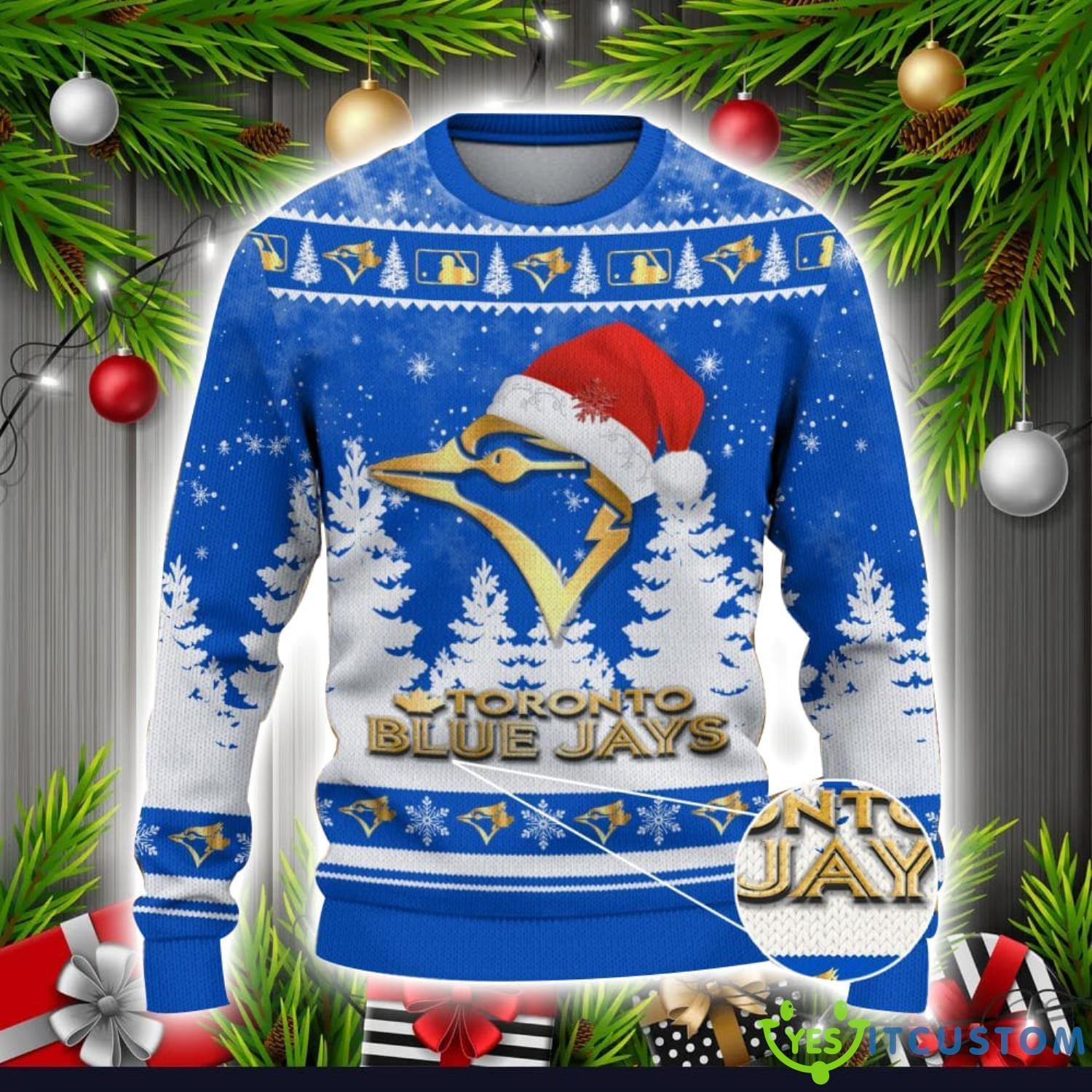 Toronto Blue Jays Logo Wearing Santa Hat Christmas Gift Ugly Christmas Sweater For Men And Women Gift 8 Toronto Blue Jays Logo Wearing Santa Hat Christmas Gift Ugly Christmas Sweater For Men And Women Gift Product Photo 2