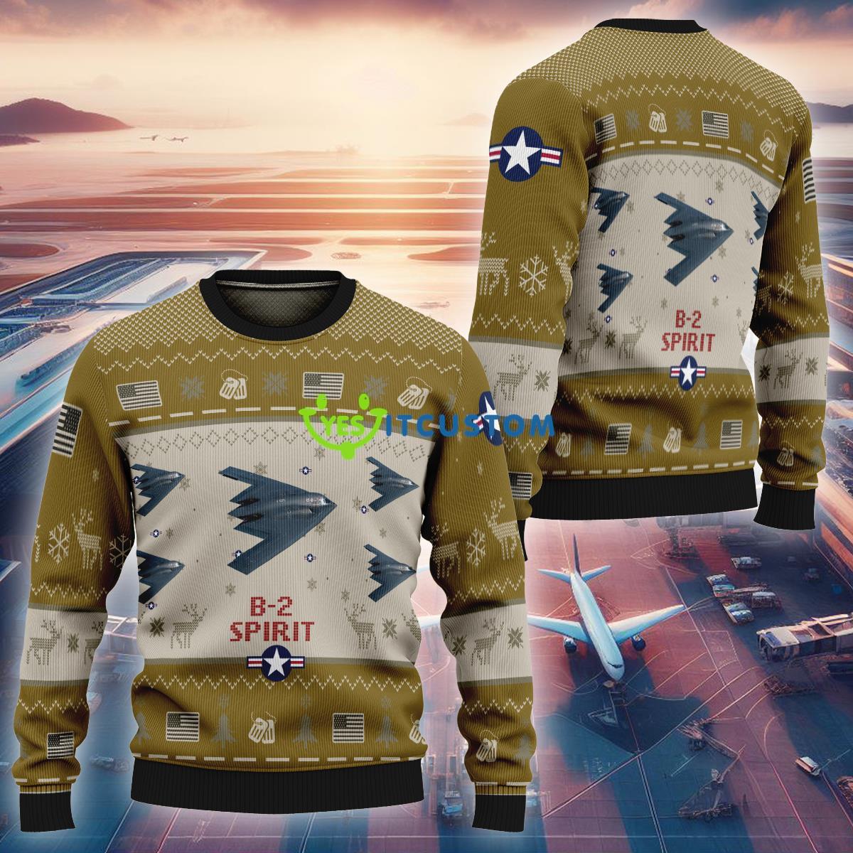 US Air Force B-2 Spirit Aircraft B2 Ugly Christmas Sweater Design Brown 3 US Air Force B-2 Spirit Aircraft B2 Ugly Christmas Sweater Design Brown - US Air Force B-2 Spirit Aircraft B2 Ugly Christmas Sweater Design Brown