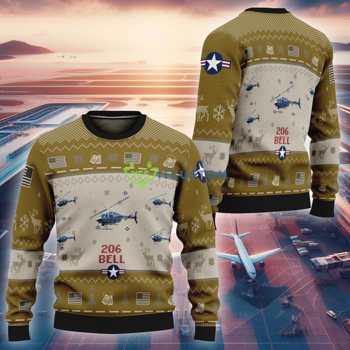 US Air Force Bell 206 Aircraft B206 Ugly Christmas Sweater New Brown 3 US Air Force Bell 206 Aircraft B206 Ugly Christmas Sweater New Brown - US Air Force Bell 206 Aircraft B206 Ugly Christmas Sweater New Brown