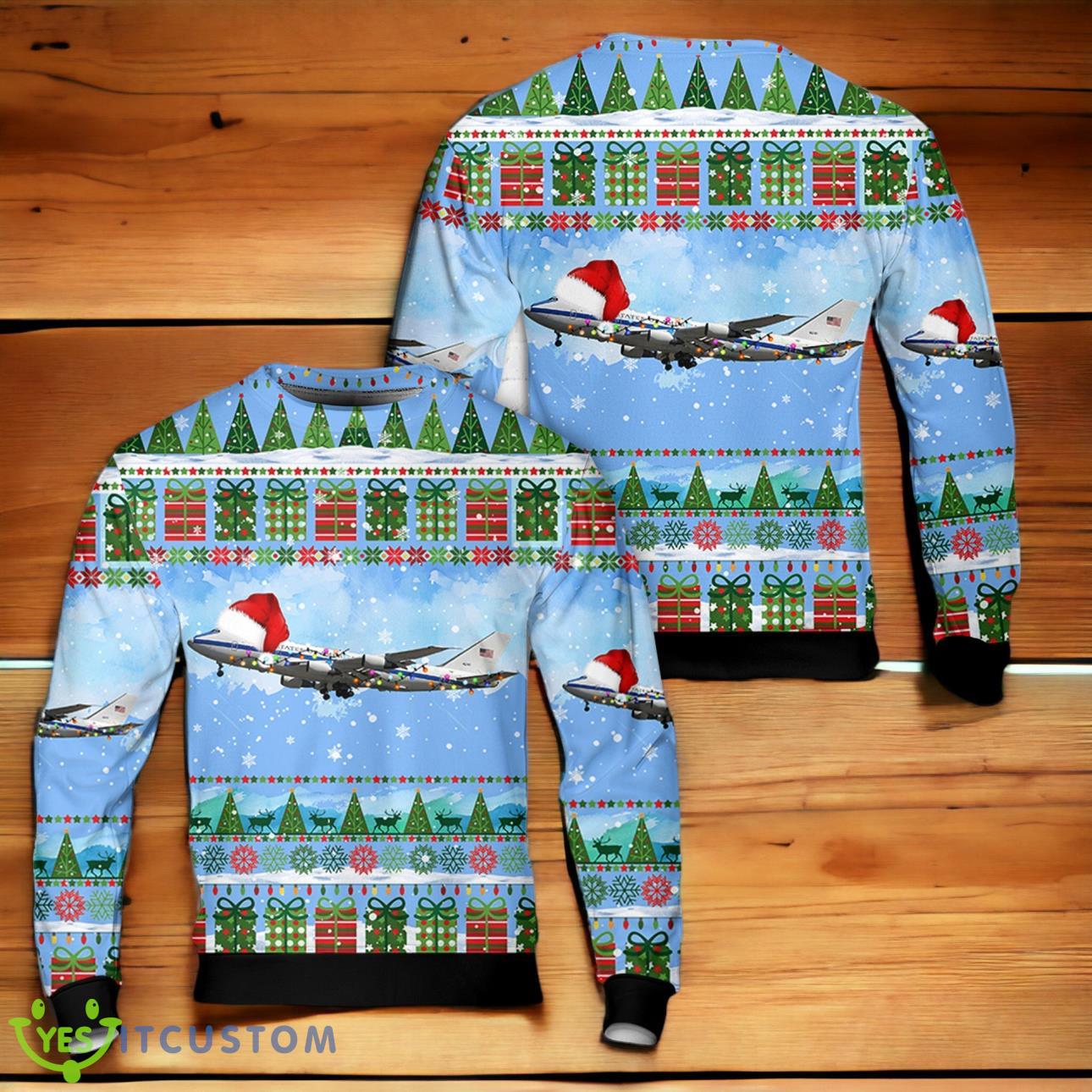 US Air Force Boeing E-4B Nightwatch Christmas AOP Sweater 3 US Air Force Boeing E-4B Nightwatch Christmas AOP Sweater Product Photo 1