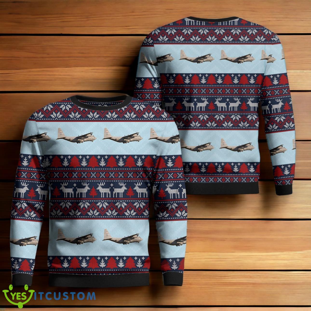 US Air Force Kentucky Air National Guard, 123rd Airlift Wing Thoroughbred Express Lockheed C-130H Hercules (L-382) Christmas Sweater 3 US Air Force Kentucky Air National Guard, 123rd Airlift Wing Thoroughbred Express Lockheed C-130H Hercules (L-382) Christmas Sweater Product Photo 1