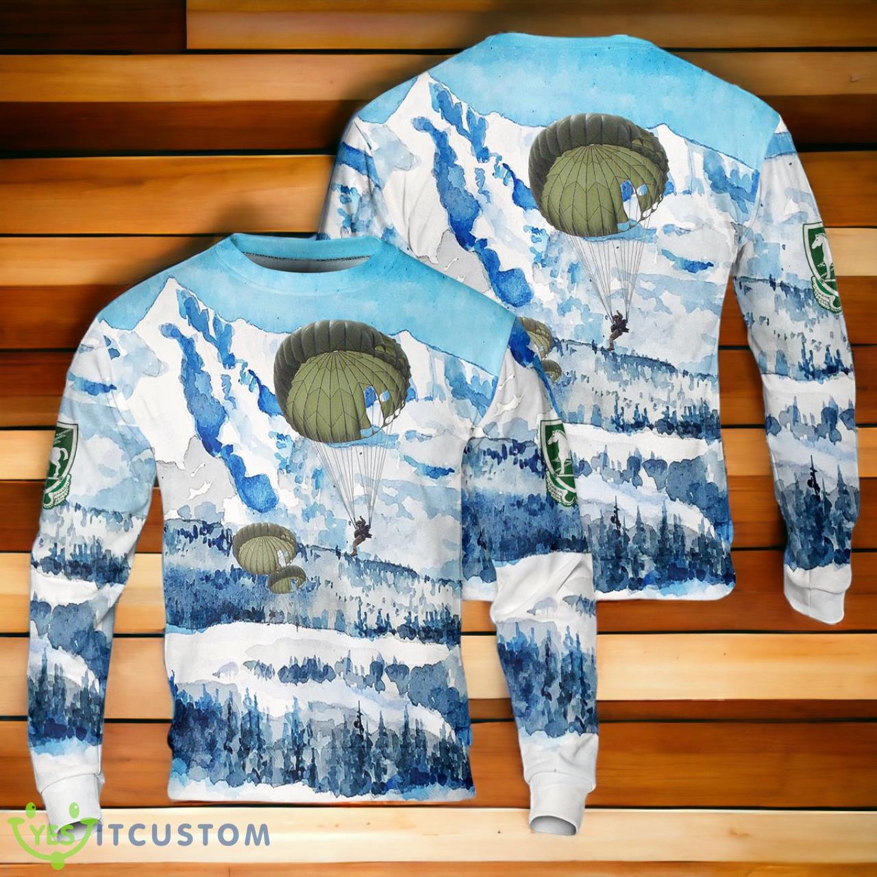 US Army Special Forces 10th Special Forces Group (Airborne) (10th SFG (A)) Parachute Christmas Sweater 3 US Army Special Forces 10th Special Forces Group (Airborne) (10th SFG (A)) Parachute Christmas Sweater Product Photo 1