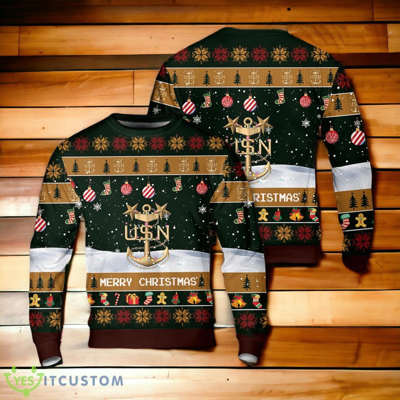 US Navy Master Chief Anchor Christmas AOP Sweater 3 US Navy Master Chief Anchor Christmas AOP Sweater Product Photo 1