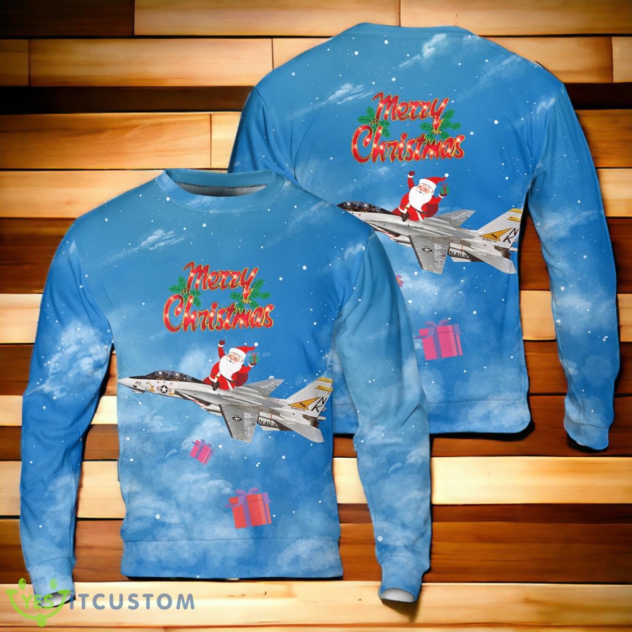 US Navy VF-21 F-14A Tomcat BuNo 161626 Christmas AOP Sweater 3 US Navy VF-21 F-14A Tomcat BuNo 161626 Christmas AOP Sweater Product Photo 1