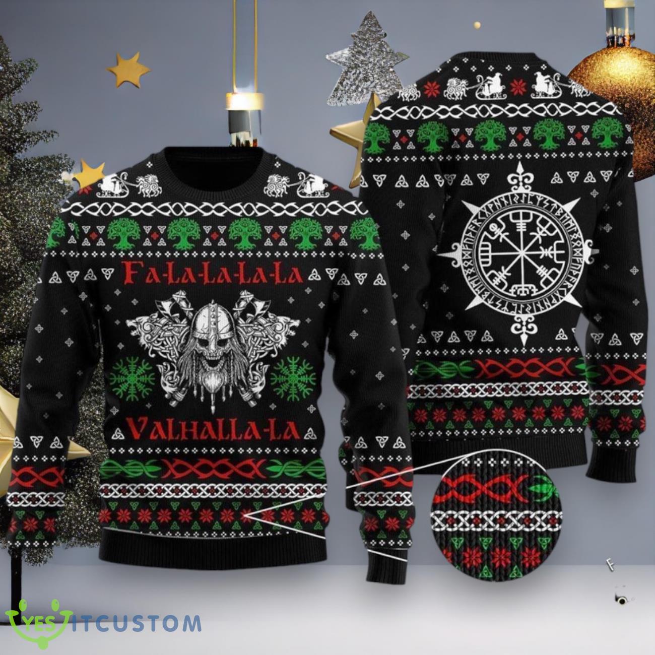 Valhalla Viking Ugly Christmas Sweater For Everyone 3 Valhalla Viking Ugly Christmas Sweater For Everyone Product Photo 1