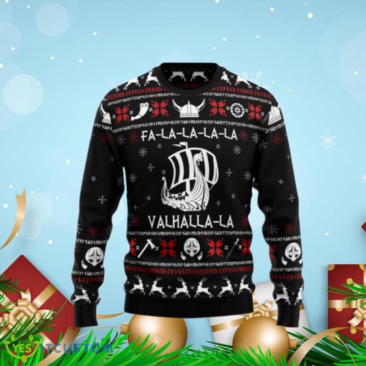 Valhalla Viking Ugly Christmas Sweaters Unique Gift 3 Valhalla Viking Ugly Christmas Sweaters Unique Gift Product Photo 1