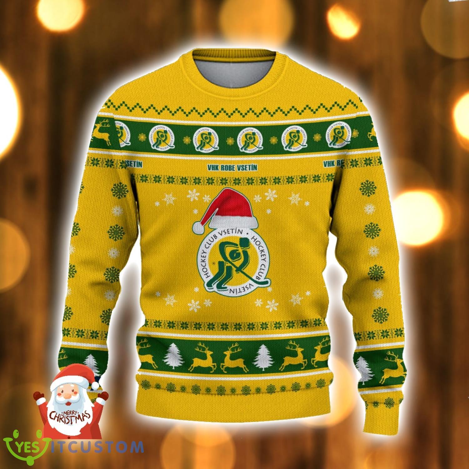 VHK ROBE Vsetín Logo Santa Hat 3D Ugly Christmas Sweater Christmas Holiday Gift For Men And Women 8 VHK ROBE Vsetín Logo Santa Hat 3D Ugly Christmas Sweater Christmas Holiday Gift For Men And Women Product Photo 2