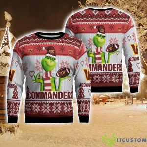 Washington Commanders Grinch Snowflake Pattern Ugly Sweater Christmas Product Photo 1