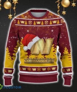 Washington Commanders Ugly Christmas Sweater Snowflakes Santa Hat Logo For Men And Women Gift Christmas - Washington Commanders Ugly Christmas Sweater_2