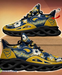 West Virginia Mountaineers Clunky Sneakers Custom Name 3D Flowers Gift For Men And Women Fans Max Soul Sneakers - West Virginia Mountaineers Clunky Sneakers Custom Name_2