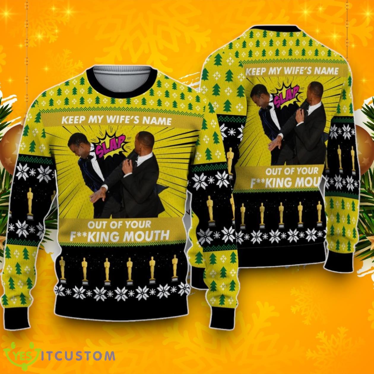 Will Smith Slaps Chris Rocks Meme Ugly Christmas Sweater 3 Will Smith Slaps Chris Rocks Meme Ugly Christmas Sweater Product Photo 1