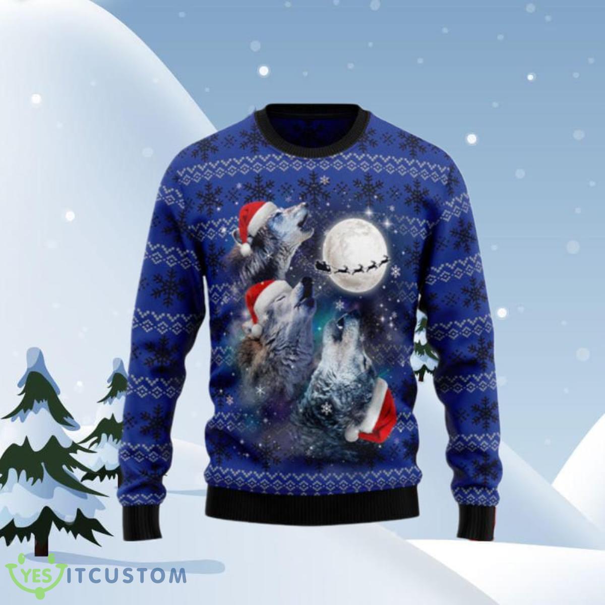 Wolf Moon Ugly Christmas Sweaters Unique Gift 3 Wolf Moon Ugly Christmas Sweaters Unique Gift Product Photo 1