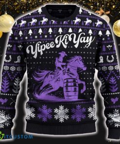 Yipee Ki-Yay Barrel Racing Cowboy Funny Ugly Christmas 3D New Gift Holidays - Yipee Ki-Yay Barrel Racing Cowboy Ugly Christmas Sweater_ 1