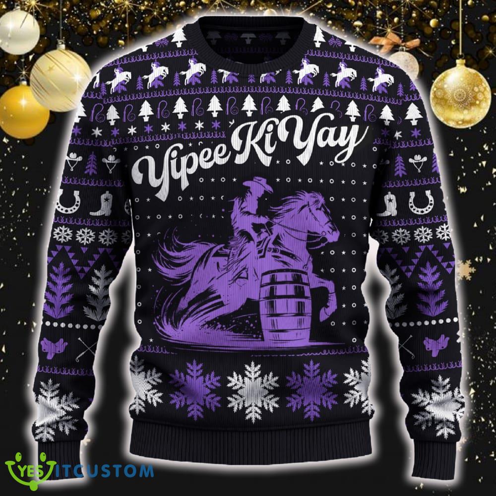 Yipee Ki-Yay Barrel Racing Cowboy Funny Ugly Christmas 3D New Gift Holidays 5 Yipee Ki-Yay Barrel Racing Cowboy Funny Ugly Christmas 3D New Gift Holidays - Yipee Ki-Yay Barrel Racing Cowboy Ugly Christmas Sweater_ 1