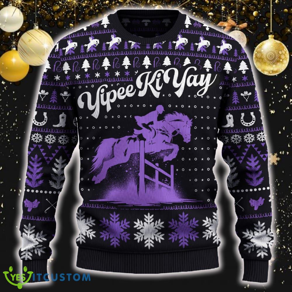 Yipee Ki-Yay Show Jumping Funny Knitted Christmas New AOP Gift Holidays 5 Yipee Ki-Yay Show Jumping Funny Knitted Christmas New AOP Gift Holidays - Yipee Ki-Yay Show Jumping Sweater_1