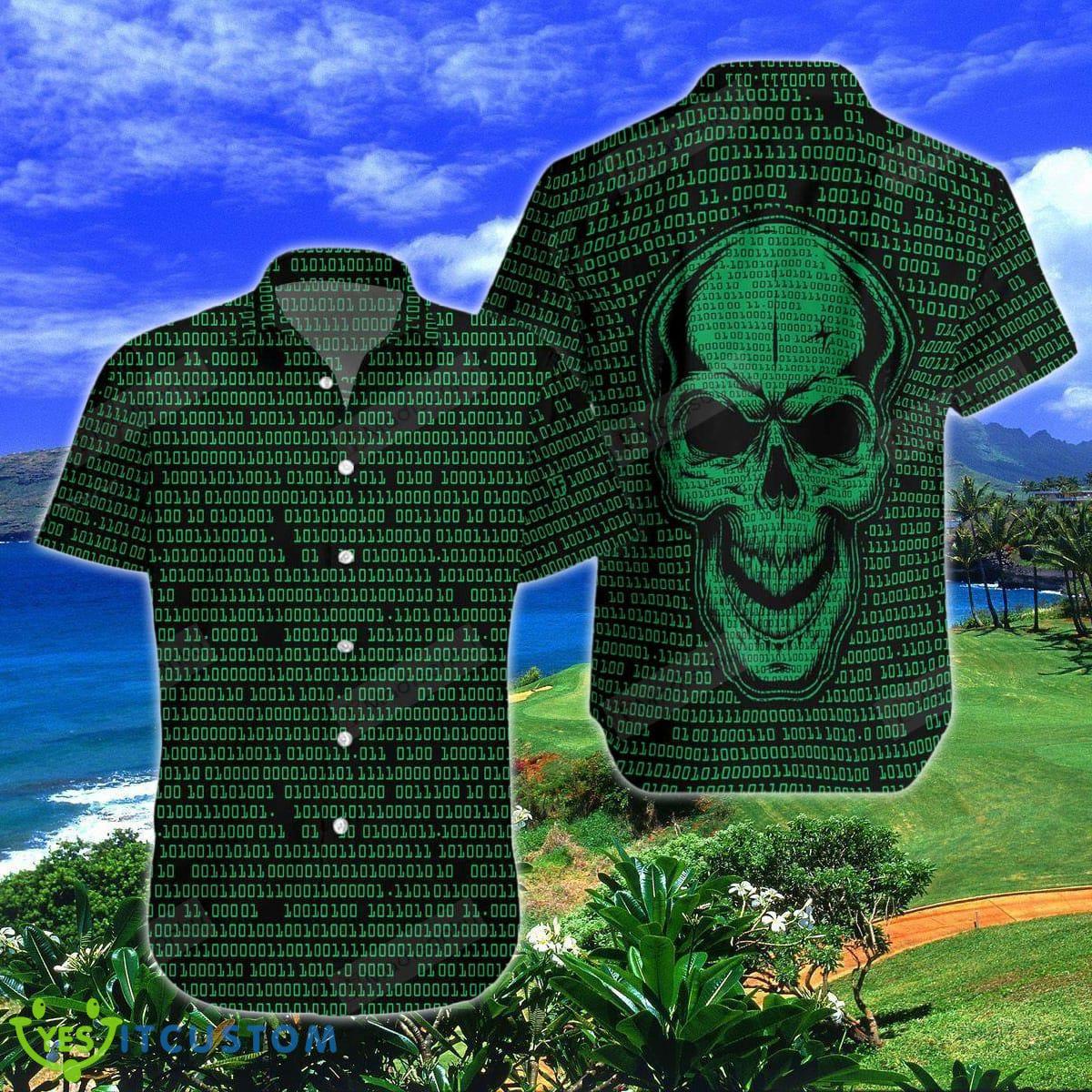 Binary Code Skull Hawaiian Shirt Special Gift 2 Binary Code Skull Hawaiian Shirt Special Gift Product Photo 1
