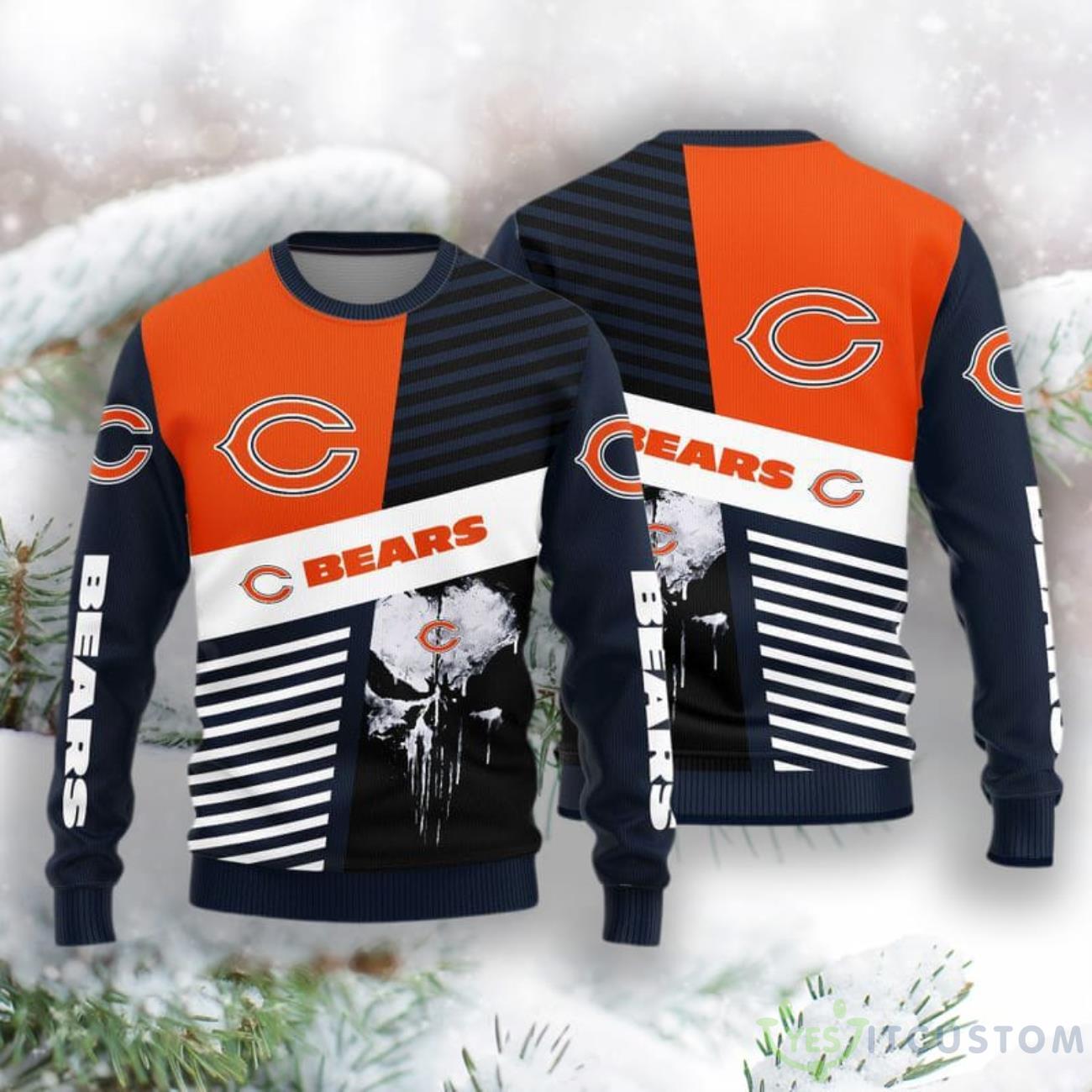 Chicago Bears Skull Pattern Hot Trending Ugly Sweater For Fans 3 Chicago Bears Skull Pattern Hot Trending Ugly Sweater For Fans Product Photo 1