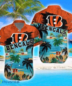 Cincinnati Bengals Beach Coconut Pattern Aloha Hawaiian Shirt And Shorts Product Photo 1